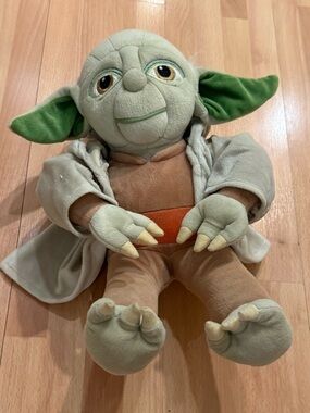 Plush Green Jedi Character Toy - Kids Stuffed Yoda large size